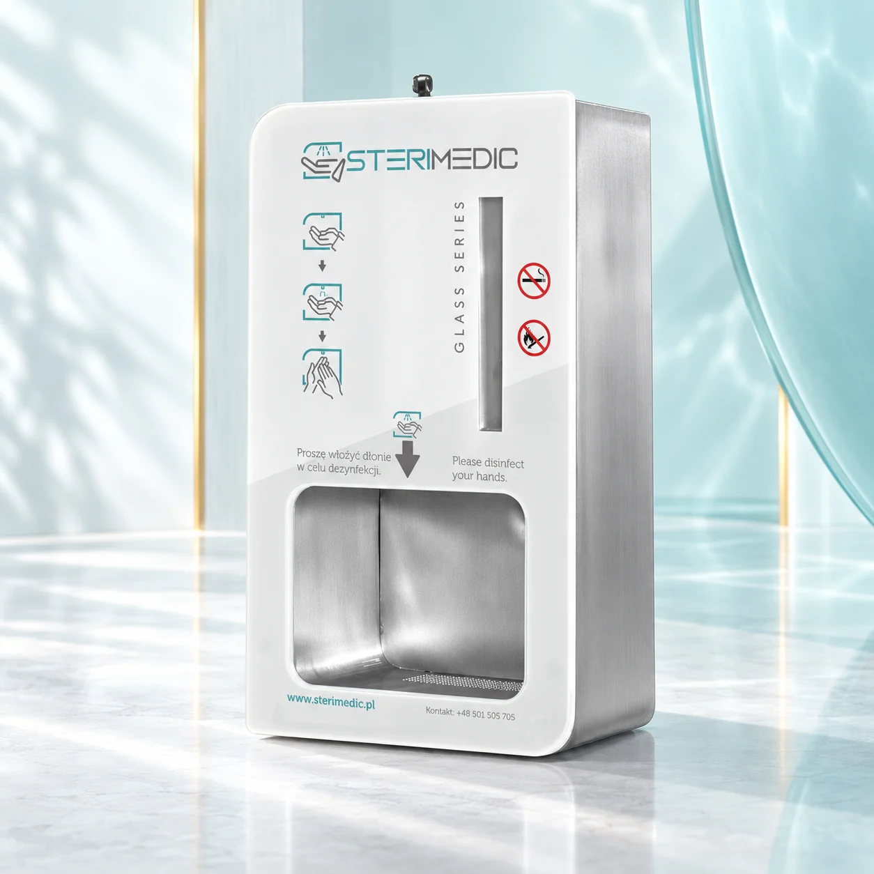 Sterimedic Glass Series device in a bright glass setting