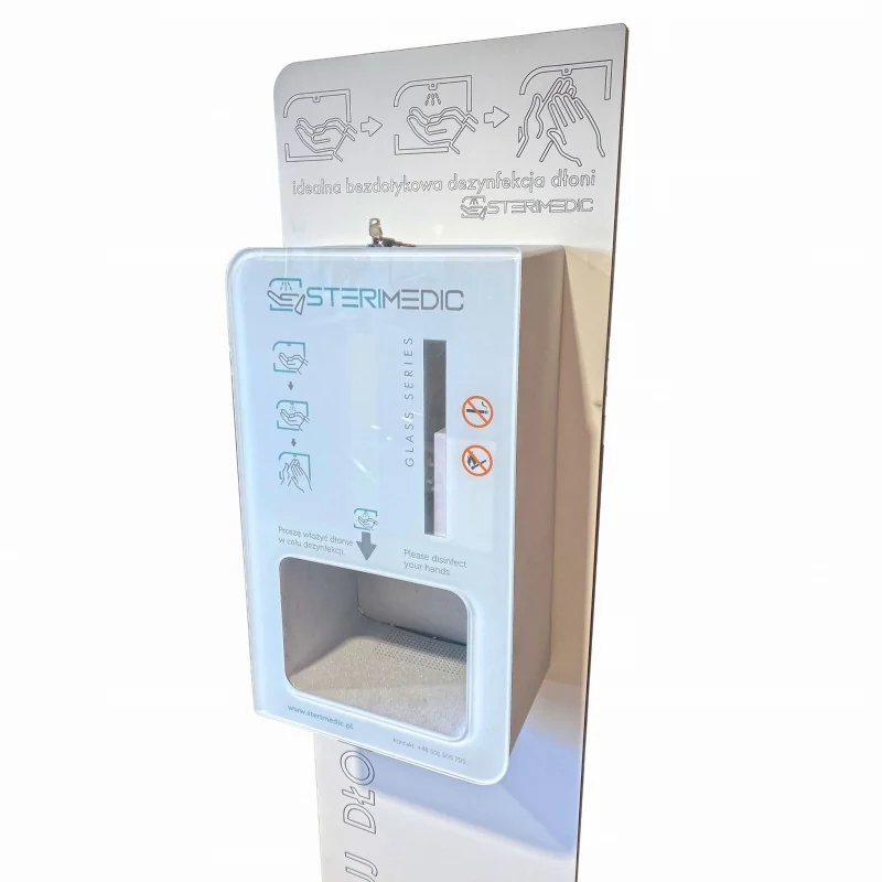 Sterimedic hand sanitising device with Standard White stand
